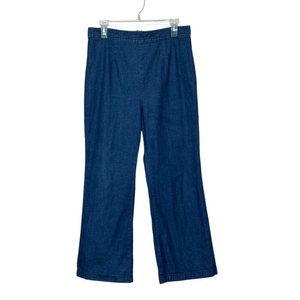 Free People blue flat front wide legs jeans size 10